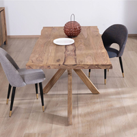 Ensemble de table à manger moderne pour la maison et les restaurants, en bois d'acacia massif, avec plateau rectangulaire à bords bruts, facile à déplacer, avec pieds en bois d'araignée