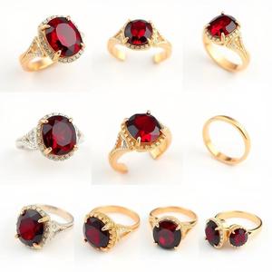 แหวนเพชรเม็ดเดี่ยวของผู้หญิง925เงินโรเดียมชุบตัดสดใสเครื่องประดับโกเมน - Product Image 5