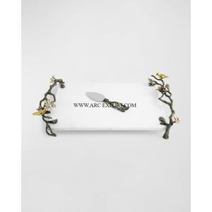 Bandeja para servir alimentos de mesa de nuevo estilo de mármol negro de calidad superior con asas de diseñador y cuchillos Tary de comida de la mejor calidad - Product Image 2