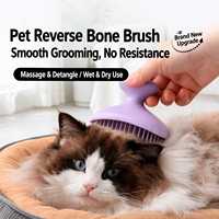 Brosse de toilettage pour animaux de compagnie en silicone ABS, autonettoyante, douce, personnalisable, pour massage et démêlage des poils, pour chats et chiens, pour le bain et l'usage domestique, vente en gros
