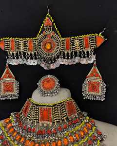 Ensemble de bijoux afghans traditionnels en acier inoxydable de qualité supérieure pour femmes, artisanat ethnique classique, célébrations, fête nuptiale, mode - Product Image 3