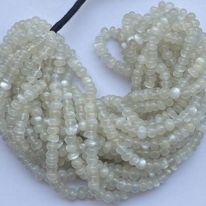 4mm 6mm pierre de lune blanche naturelle lisse Rondelle perles brin chaîne fabrication de bijoux bracelets colliers semi précieux maintenant - Product Image 4