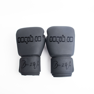 Guantes de boxeo de cuero gris/negro mate logotipo personalizado diseño de alta calidad guantes de boxeo transpirables - Product Image 3
