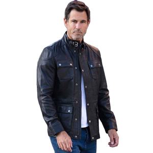 Chaqueta de Motociclista de Cuero Genuino Ecológica, Transpirable, Elegante, Ajustada, Informal, de Alta Calidad, Venta Caliente, Personalizada para Hombre - Product Image 1