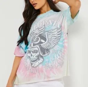 T-shirt da donna oversize in puro cotone stampato a maniche corte con motivo a farfalla con Logo personalizzato stile Streetwear