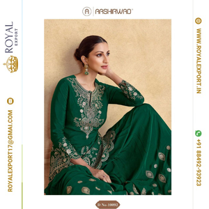 Lancement d'un nouveau Designer exclusif Premium Chinon Silk Heavy Festival Wear Sharara Suit Collections Wholesale By Royal Export - Product Image 5