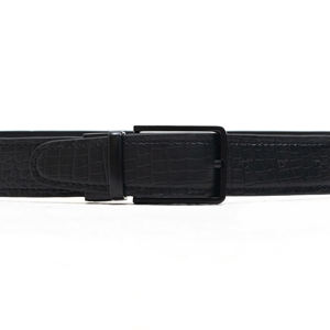 Cinturón de cuero negro para Hombre | Cinturón de vestido formal texturizado con hebilla de acero | Fabricante de cinturones de cuero con logotipo personalizado ecológico - Product Image 4