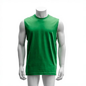 Camiseta sin mangas para hombre, de algodón, cuello redondo, estilo musculoso, para gimnasio, entrenamiento, deportes, uso casual, con logo personalizado. - Product Image 1