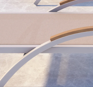 Chaise longue de jardin en aluminium beige - Chaise longue réglable pour terrasse extérieure - Product Image 2