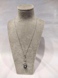 Pendentif de perles de Tahiti avec chaîne en argent de pureté 92.5 Colliers à la mode pour les mariages - Product Image 2