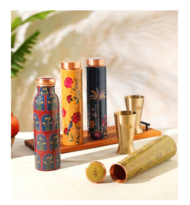 Pure Copper Water <b>Bottle</b> Double Enamel Printed Energy Drinks 3-Pieces For Wedding <b>Drinking</b> Copper <b>Bottle</b> - Product Image 1