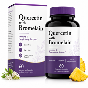 Quercétine Dihydrate Avancée 500mg en Capsules avec Bromélaïne <span class=keywords><strong>2400</strong></span> GDU/g – Soutien Quotidien Immunitaire et Respiratoire – Gommes Bien-être en Vrac - Product Image 1