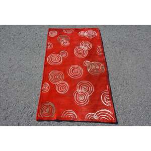 Alfombra Turca, Pequeña, 2.7x4.7 pies, Alfombra Vintage, Alfombra de Lana con Estampado Animal Rojo - Product Image 1