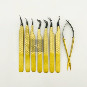 Haute Qualité Plasma Noir Or Enduit En Acier Inoxydable Extension De Cils Pince À Cils Ciseaux Pointe Pointue Cils Miroir - Product Image 5