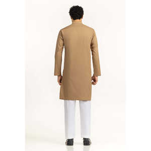 Basic Beige Cotton <b>Men's</b> Summer <b>Kurta</b> KR-STY25-075 Regular Fit <b>for</b> Festivals Ethnic Wear Pakistani <b>Indian</b> Style Salwar Kameez - Product Image 2