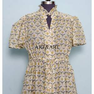 Robe Courte Bohème en Coton Imprimé Floral à Manches Courtes pour Femme Style Indien – Idéale pour Tenue Formelle, Décontractée, Douce, Respirante et Plage - Product Image 4