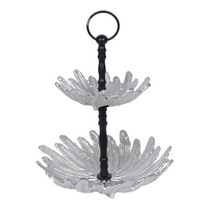 Bandeja de servicio de 2 niveles con mango de metal Artículos para el hogar y el hotel Bandeja de decoración de mesa de nuevo diseño Bandeja de servicio de precio de fábrica - Product Image 3