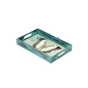Latest Designer Enamel Finished Wood Tea Serving Tray High Quality Luxury Home Use <b>Butterfly</b> Printed Sticker <b>Table</b> Decor - Product Image 1