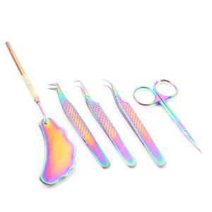 Pinzas de extensión de pestañas de acero inoxidable, etiqueta personalizada, Punta cerrada, 100, ventiladores, pinzas personalizadas - Product Image 3