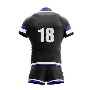 Customized Youth Rugby Uniform Medium Fit Polyester Compression Striped Set with Team Logo Modern Athletic Style - Product Image 4