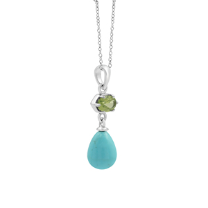 Peridoto Natural de alta calidad y piedras preciosas turquesas S925 plata esterlina 28x8,5x7 MM cadena colgante collar 3,5 gramos joyería fina - Product Image 5
