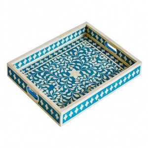 Prix usine direct indien fait à la main luxe bois os incrustation plateau 100% naturel haute qualité plateau de service maison cuisine décorative - Product Image 4