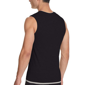 Camiseta sin mangas con cuello redondo para hombre, color negro sólido, logotipo personalizado, tejido transpirable, ropa deportiva para gimnasio, estilo informal, culturismo, marca fabricada - Product Image 2