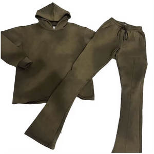 Trajes de chándal de invierno transpirables con lavado ácido y logotipo personalizado para hombre, conjunto de chándal de dos piezas de algodón 100% al por mayor - Product Image 1