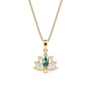 Collier Jeulia Gold Lotus avec agate mousse taille marquise - Product Image 1