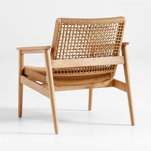 Fauteuils d'appoint modernes Randy en teck massif et rotin tressé avec finition naturelle pour hôtel, villa, usage extérieur - Product Image 5