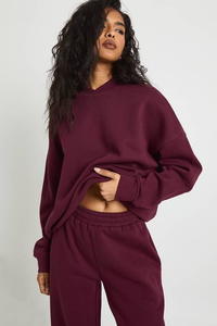 ชุดสเวตเตอร์มีฮู้ด2ชิ้นสำหรับผู้หญิงใส่ได้ทั้งชายและหญิงเสื้อกันหนาวมีฮู้ดลำลองโลโก้ด้านหน้าขนแกะสำหรับใส่ได้ทั้งชายและหญิง - Product Image 6