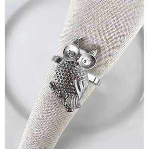 Juego de 4 servilleteros con diseño de animales plateados, servilleteros de Metal de búho Vintage, organizador de pañuelos de mesa para suministros de restaurante de Hotel - Product Image 1
