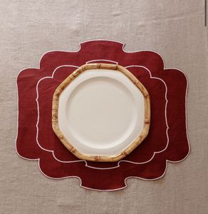 Manteles individuales de lino de diseño decorados con bordados de primera calidad para decoración de mesas de comedor de alta gama en hogares modernos - Product Image 6