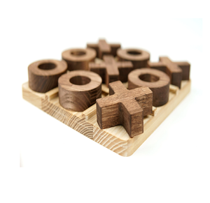 Luxurious Dark Wooden Tic Tac Toe with Gold X O Cube Pieces for Adults Coffee Table Office Desk Living Room and Premium Fun - Product Image 3