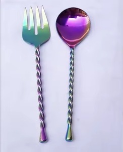 Ensemble de serveurs à salade en acier inoxydable de style élégant pour les occasions de mariage, ustensiles de cuisine d'hôtel, ensemble de couverts - Product Image 2