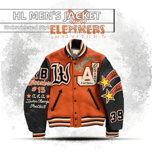 Letterman Varsity Jacket for <b>men</b> Red Polyester Wool Body White <b>Real</b> Leather Sleeves <b>Black</b> Front HBCU Waterproof <b>men's</b> jackets - Product Image 4