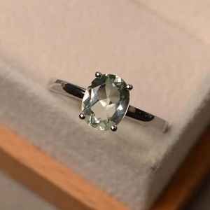 Green <b>Amethyst</b> Ring Gemstone 925 Sterling Silver Handmade Jewelry February Birthstone Gift For Women - Product Image 2