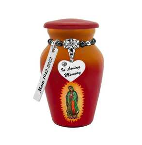 Mini urne Guadalupe, option charme d'amour, urne artisanale en aluminium pour cendres humaines - Product Image 3