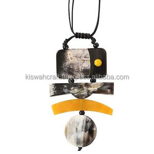 Nouveauté Collier en corne naturelle de haute qualité Pendentif en corne véritable avec fermoir en perle Bijoux fantaisie de couleur corne naturelle - Product Image 4