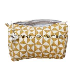 Tassel Pattern Quilted Cotton Bohemian <b>Large</b> Eco-Friendly <b>Makeup</b> <b>Bag</b> Travel Cosmetic Organizer Carry Pouch with Zipper - Product Image 2