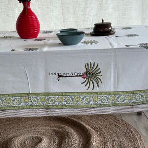 Mantel de algodón hecho a mano indio hermoso bloque de mano impreso cubierta de mesa de algodón para mantel de boda para la venta - Product Image 2