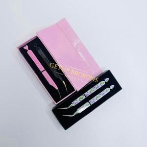 Pince à épiler pour cils GETUP BROSONS IMPEX de haute qualité en acier inoxydable, plusieurs couleurs, pointe lisse, poignée diamantée, antimagnétique - Product Image 2