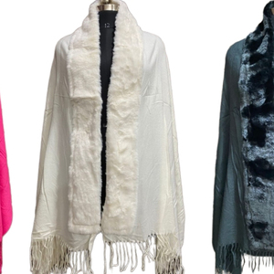 Indian Boho Women's <strong>Fur</strong> <strong>Shawl</strong> Handmade <strong>with</strong> Solid Color <strong>Fur</strong> New Winter Product-Wholesale <strong>Fur</strong> Scarf Stoles - Product Image 1