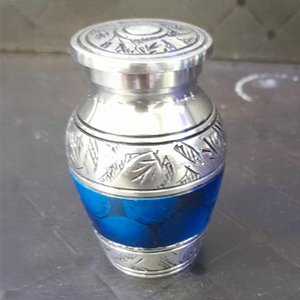 Affordable Mini Urns for Ashes - Miniature Blue & Silver <b>Keepsake</b> Urn for Ashes Cremains-Classic Blue <b>Keepsake</b> Urns by AYAANS - Product Image 4