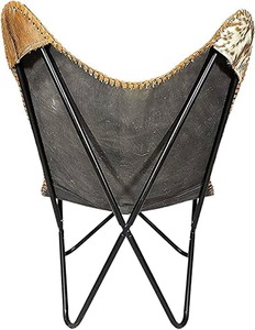 Vintage Retro Leather Butterfly Chair Classic Luxury Foldable Leisure Metal Seat Rustic Outdoor Living Room Bedroom Furniture - Product Image 3