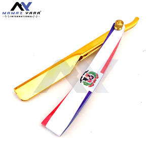 Navaja de Afeitar Profesional para Barbería, con Logotipo Personalizado, Chapada en Oro, Hoja Plegable de Acero Inoxidable, para Afeitar Barba y Cabello - Product Image 2