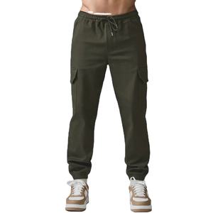 High Quality Men <b>Cargo</b> <b>Pants</b> Drawstring Waist Casual <b>Pants</b> Multiple Pockets Cotton Work Out Joggers for Men - Product Image 1