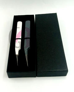 Vente en gros de différentes couleurs de revêtement en poudre isolation en acier inoxydable pointe argentée pince à épiler extension de cils logo personnalisé outil de beauté - Product Image 5