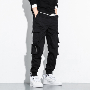 Logo personnalisé OEM Pantalon de jogging taille haute en éponge française pour hommes, coupe fuselée, style utilitaire décontracté avec poche - Product Image 1