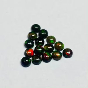 Opale d'Éthiopie noire naturelle de 7 mm, cabochon rond, vente en gros, pierre précieuse en vrac, prix le plus bas, opale de feu, bijoux provenant d'un fabricant sur mesure - Product Image 4